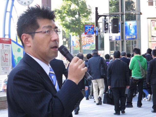 名古屋駅周辺で街頭演説