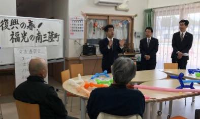 南三陸町志津川の復興住宅の住民の皆様と二会場で懇談会