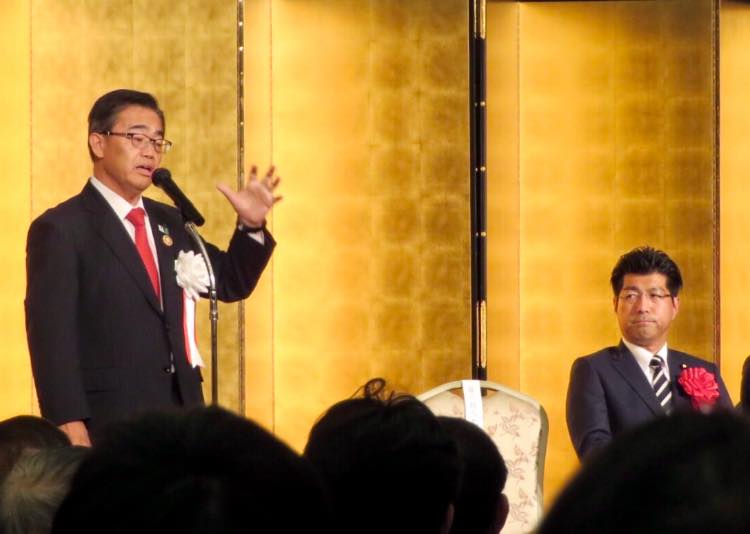 大村秀章愛知県知事の政経セミナーでお祝いのご挨拶