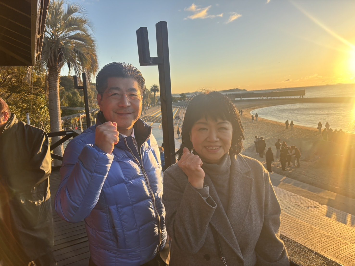 日の出を、愛知県西尾市・恵比寿海岸で迎えました