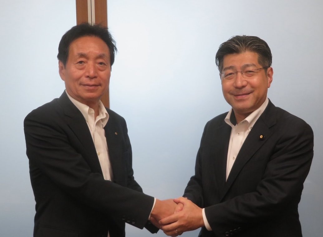 岸市長が上京、被害状況と各種対応の要望で各方面をまわられ、里見事務所にも